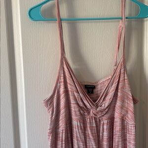 Torrid Coral & Light Gray Striped Twist-Front Camisole